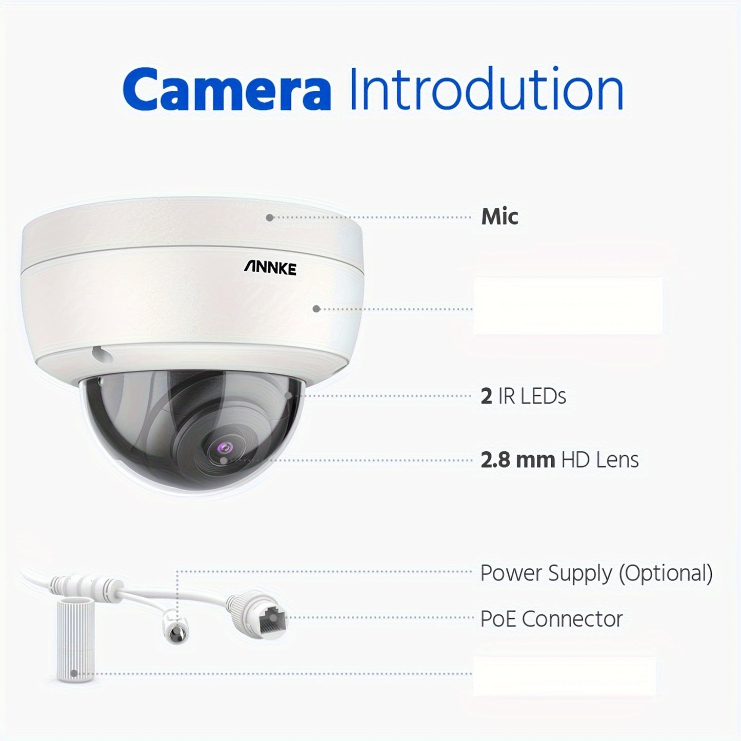 Dome Beveiligingscamera – IP Camera – CCTV Camera – Bewakingscamera – Surveillance Camera – 3K Super HD Resolutie – EXIR 2.0 Kleurennachtzicht & IK10 Vandalismebestendig – PoE & Ingebouwde Microfoon
