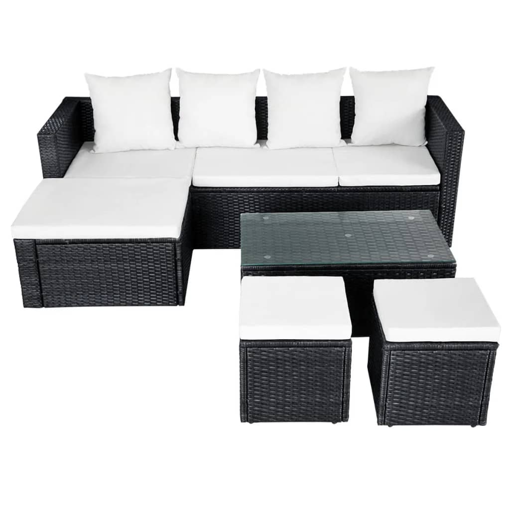 Loungeset – Tuinmeubelset – Loungeset Balkon – Loungeset Hoekbank – Loungeset Poly Rattan – Bruin – Weerbestendig PE Rattan – Uitneembare Wasbare Kussenhoezen