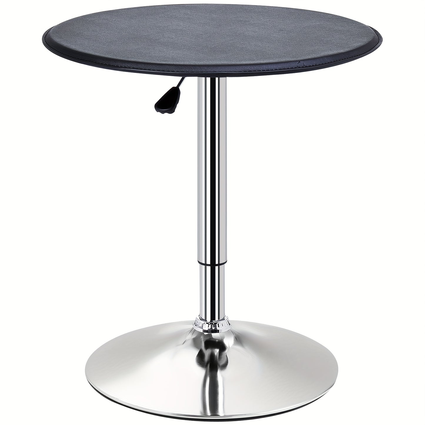 Modern Chrome-Plated Steel & Imitation Leather Bar Table - 63x67 to 93cm, Sleek Black Finish, Sturdy Base, Perfect for Dining Room, Kitchen, and Living Room, Kitchen Table, Contemporary Furniture, Elegant Design, Easy Assembl