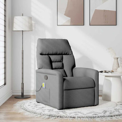 Massagestoel Verstelbaar – Relaxstoel – Luxe Massagestoel – Stoffen Stoel – Donkergrijs – 6-Punts Vibratiemassage – Handmatig Verstelbaar Tot 135°