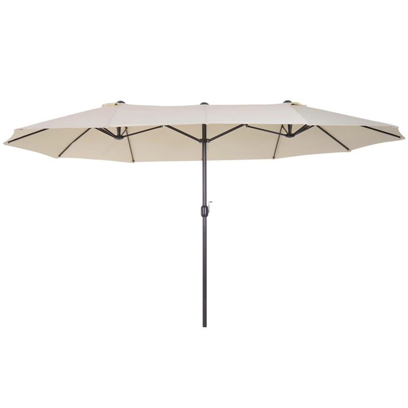 Tuinscherm – Zonnescherm – Terrasscherm – Schaduwdoek – Privacyscherm – Dubbel zonnescherm – Handbediening – Stalen frame 455x270x240 cm – Beige