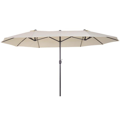 Tuinscherm – Zonnescherm – Terrasscherm – Schaduwdoek – Privacyscherm – Dubbel zonnescherm – Handbediening – Stalen frame 455x270x240 cm – Beige