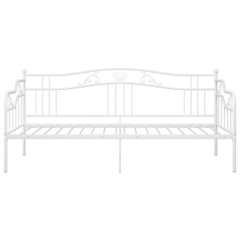Metalen Bedframe – Bedframe – Sofa Bed – Slaapbank – Gastenkamer Bed – Wit – 90x200 cm – Inklapbaar & Duurzaam – Houten Latten Ondersteuning