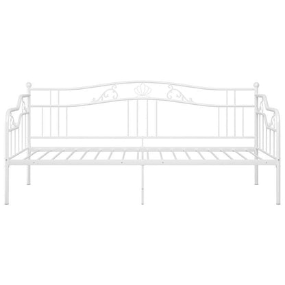 Metalen Bedframe – Bedframe – Sofa Bed – Slaapbank – Gastenkamer Bed – Wit – 90x200 cm – Inklapbaar & Duurzaam – Houten Latten Ondersteuning