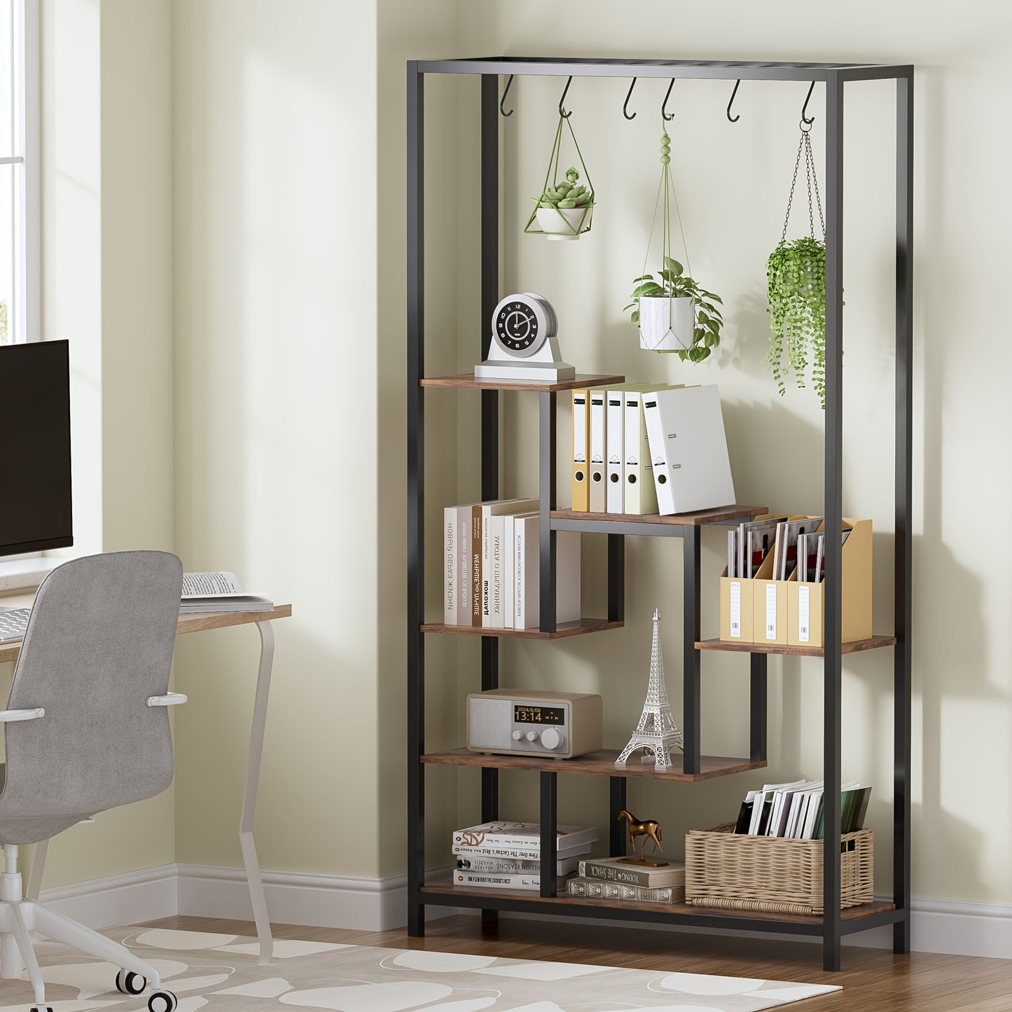Plantenrek – Plantenstandaard – Plantentafel – Bloemenrek – Plantentrap – 5-laags met 6 planken – Metalen frame 179 cm hoog
