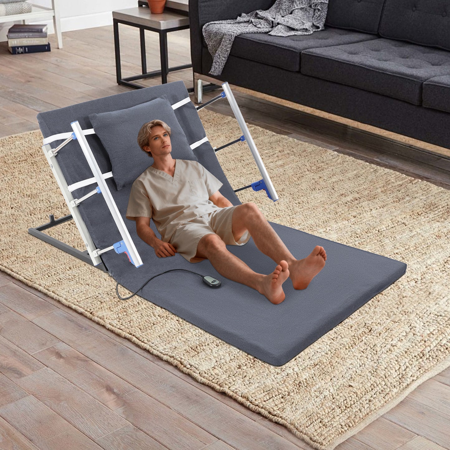Power Lift Bed Backrest with Heavy-Duty Frame & Folding Armrests - Adjustable Bed Cots Suitable for,, Post-Surgery Care - / Use