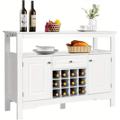 Dressoir – Buffetkast – Opbergkast – Keukenkast – Ladekast – Wit – Hout – 116x40x82 cm – Met Deuren En Lades