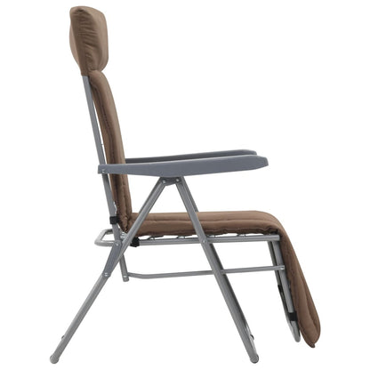 Stoelen – Tuinstoelen – Klapstoelen – Lounge Stoelen – Relaxstoelen – Verstelbare Rugleuning – Gepoedercoat Stalen Frame – Set Van 2 Met Kussens En Hoofdsteun – Bruin – Comfortabel En Stevig