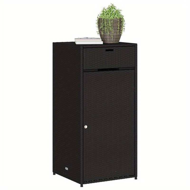 Tuinkast 55x55x111cm poly rattan zwart, Box,Cabinet,Rack for Storage, Garage Organization, Porch Storage, Sleek Storage Solution, Spacesaving Rack, Durable Plastic, Sturdy Construction, Utility Rack, Multipurpose Container, D
