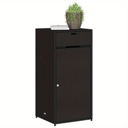 Tuinkast 55x55x111cm poly rattan zwart, Box,Cabinet,Rack for Storage, Garage Organization, Porch Storage, Sleek Storage Solution, Spacesaving Rack, Durable Plastic, Sturdy Construction, Utility Rack, Multipurpose Container, D