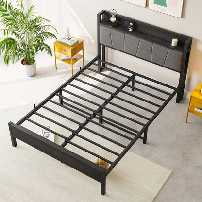 Bedframe – Bed – Eenpersoonsbed – Tweepersoonsbed – Metalen Bed – 140x200 cm – Stevig Zwart Metaal – Inclusief Spiraalbodem