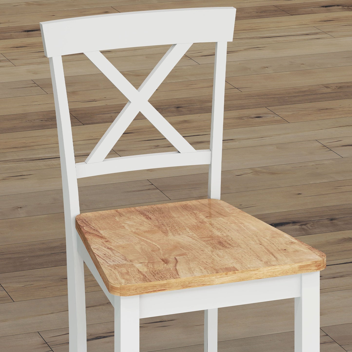 Barstoel – Barkruk – Keukenkruk – Barstoel met Rugleuning – Set van 2 – Rubberwood – Natuurlijk Eiken en Wit – Ergonomisch Design – Zithoogte 60 cm