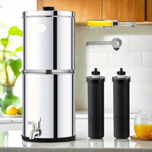 Waterfiltersysteem – Waterfilter – Drinkwatersysteem – Keukenfilter – Roestvrijstaal – 15 Liter Reservoir – Dubbele Filtratie - QUORE