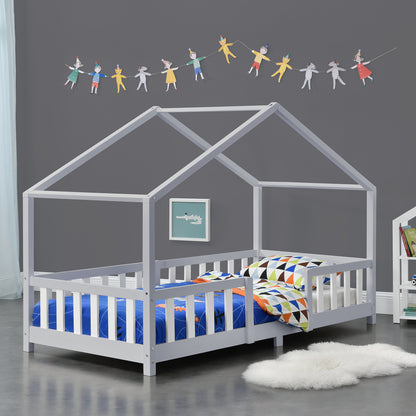 Kinderbed – Kinderbedden – Bed – Eenpersoonsbed – Meisjesbed – Huisjesdesign – Valbeveiliging – 120x200 cm Grenenhout