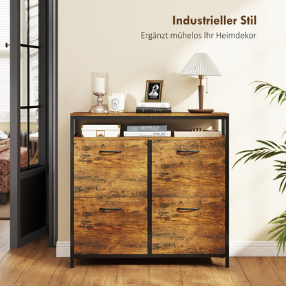 Schoenenkast – Schoenenrek – Schoenenopberger – Schoenendisplay – Schoenenmeubel – Rustic-Bruin – Smal Ontwerp – 4 Opvouwbare Lades