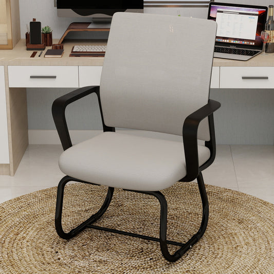 Ergonomische Bureaustoel – Office Stoel – Werkstoel – Desk Chair – Studiebureau Stoel – Ademend Mesh Rugleuning – Stevig Metalen Frame – Grijs-Zwarte Stoffen Zitting