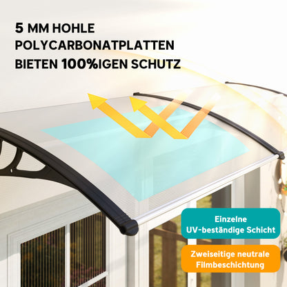 Transparante Overkapping – Deurkap – Zonnescherm – Regenkap – Raamoverkapping – UV-Bescherming – Weerbestendig Polycarbonaat 75x195x23 cm