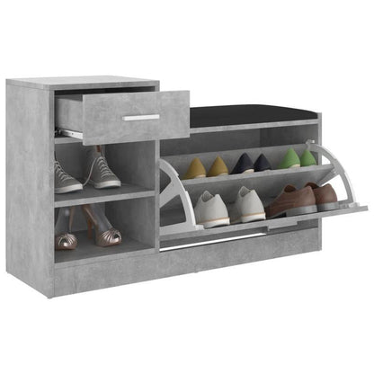 Schoenenkast – Schoenenrek – Schoenenopberger – Halmeubel – Schoenenbank – Cementgrijs – 94,5x31x57 cm – Hoogwaardig Multilayer Materiaal