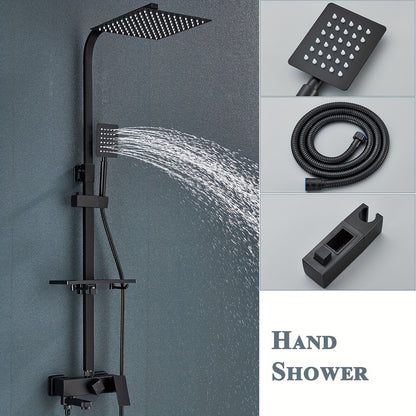 Douche Set Mat Zwart – Douche Accessoires – Regendouche – Overhead Douche – Douche Systeem – Koper Materiaal – Eenvoudige Wandmontage