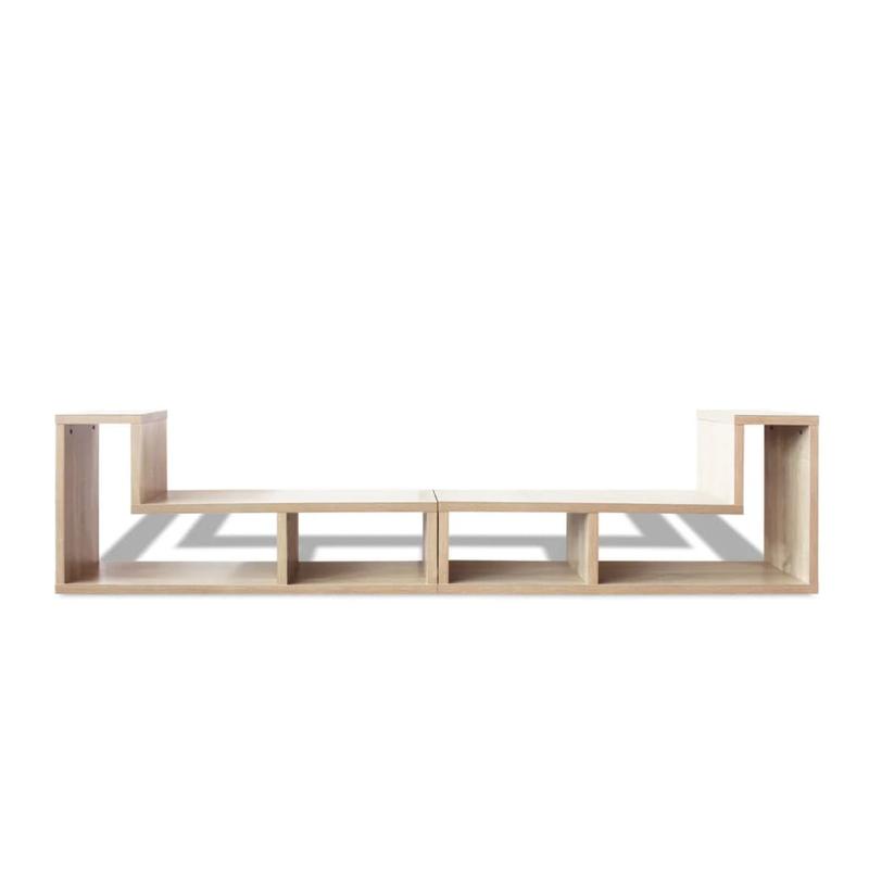 Double L-Shaped Oak TV Stand