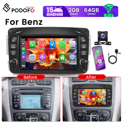 Android Autoradio – Multimedia Speler – Navigatiesysteem – Touchscreen Radio – Bluetooth Handsfree – 7 Inch IPS Scherm – Android 15 – Inclusief Achteruitrijcamera & Microfoon
