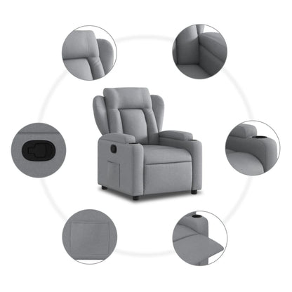 Relaxfauteuil – Relaxstoel – Massagefauteuil – Lounge Fauteuil – Zithoek Stoel – Lichtgrijs – Met Massagefunctie – Handmatig Verstelbaar – Stevig Hout-Metaal Frame