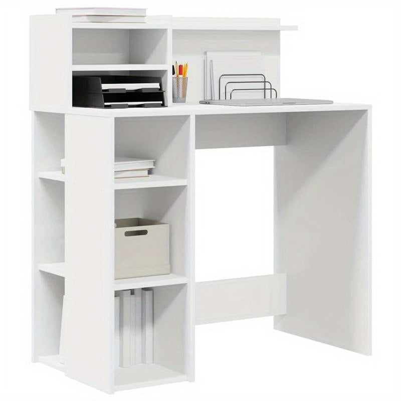Bureaumeubel – Bureau – Computertafel – Bureautafel – Werkbureau – Wit – Compact 90x48x101,5 cm – Stevig MDF Hout – Opbergvak en Kastje