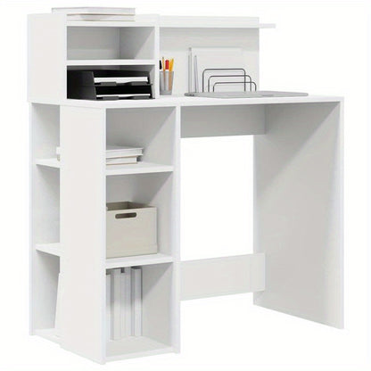 Bureaumeubel – Bureau – Computertafel – Bureautafel – Werkbureau – Wit – Compact 90x48x101,5 cm – Stevig MDF Hout – Opbergvak en Kastje