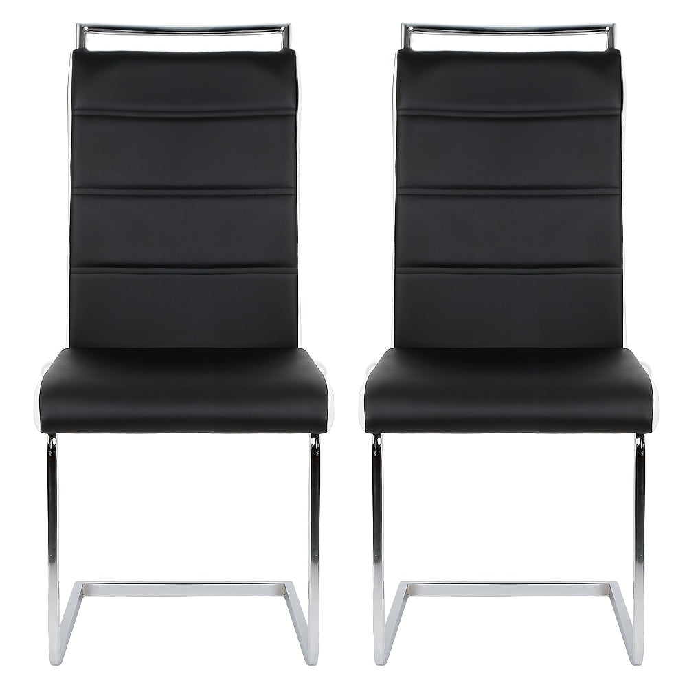 Eetkamerstoel – Kuipstoel – Stoel – Keukenstoel – Designstoel – Set van 2 – Wit Kunstleer – Ergonomisch Met Hoge Rugleuning – Met Chromen Onderstel – Eenvoudig Schoon Te Maken