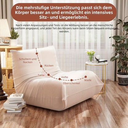 Vloerbank – Zitzak – Loungestoel – Fauteuil – Bank – Corduroy Stof – Memory Foam Vulling – Compact En Opvouwbaar