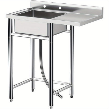 Robuuste Spoelbak – RVS Wasbak – Keukenspoelbak – Werkplekspoelbak – Vrijstaande Spoelbak – Extra Groot Formaat 90x53x102 cm – Stevig RVS & Makkelijk Schoon Te Maken
