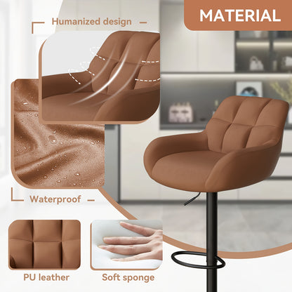 Barstoel – Barkruk – Barstoel Kruk – Keukenstoel – Barstoelen Set Van 2 – Ergonomisch Verstelbaar – Metaal Met Rugleuning En Armleuningen