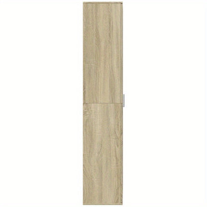 Highboard – Kast – Dressoir – Opbergmeubel – Wandmeubel -eiken Braun – Compact 70x35x180 cm – Duurzaam Kunsthout Met Metalen Handgrepen