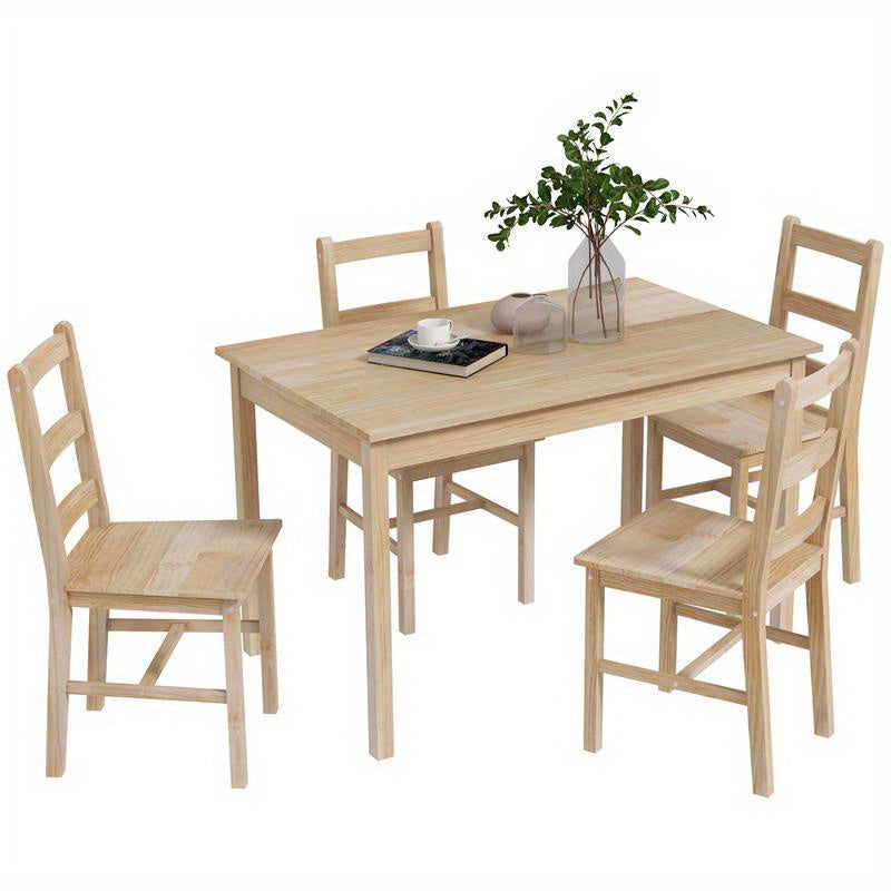 5-Teilige Essgruppe Esstisch Mit Stühlen Sitzgruppe, Massivholz, 118 Cm