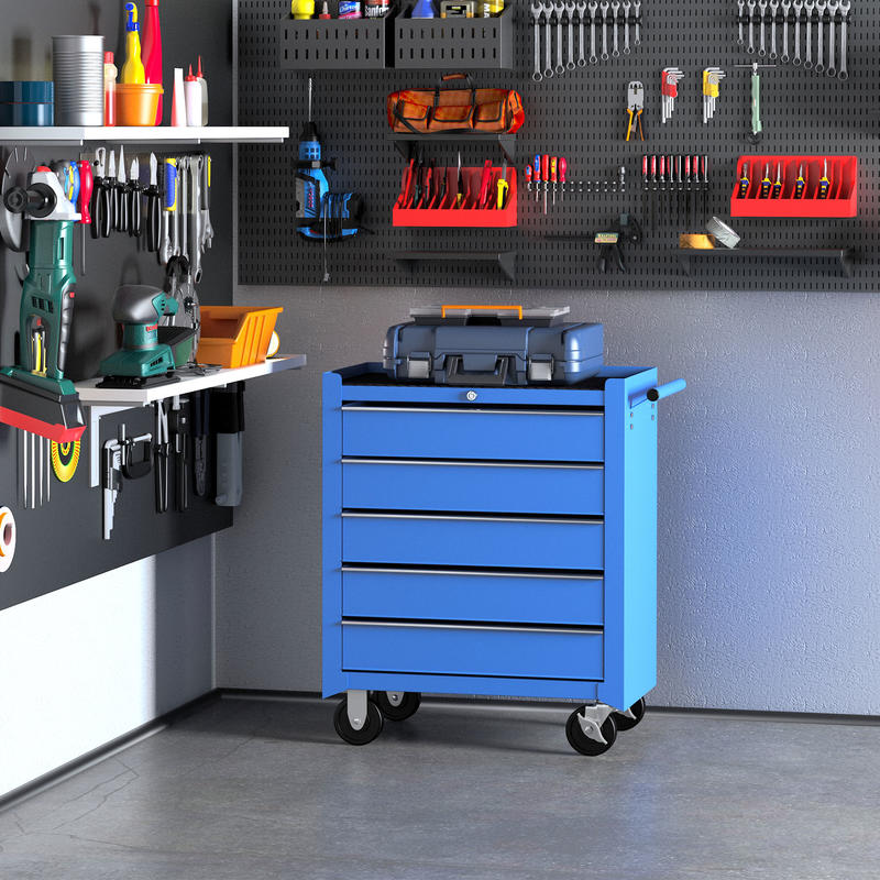 Gereedschapswagen – Werkplaatswagen – Gereedschapskar – Tool Trolley – Werkbank – Industrieel Legeringsstaal – 5 Afsluitbare Lades
