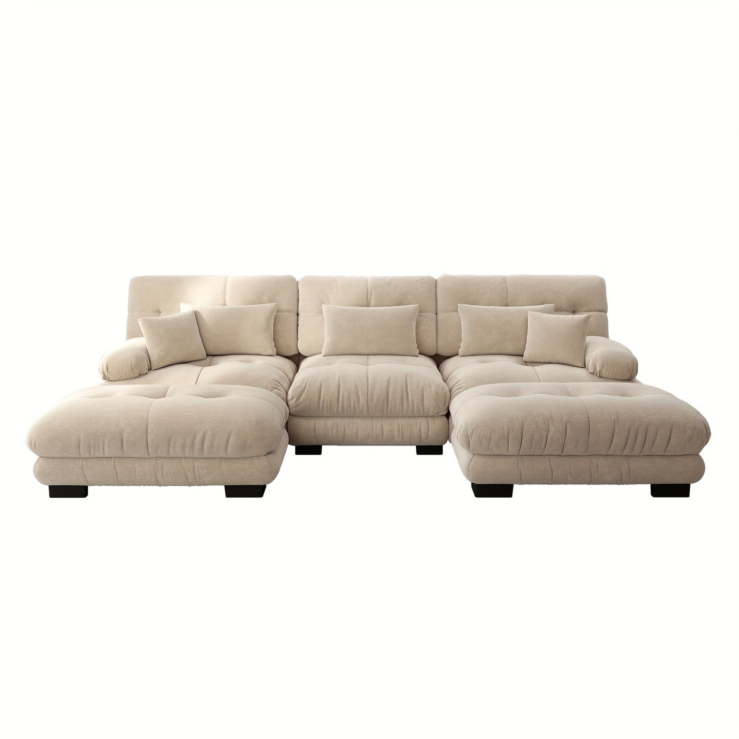 Luxury Oversized U-Shaped Sectional Sofa with Ottoman - Convertible Sofa Bed, Deep Seat Cloud Couch, Space-Saving Corner Suitable for Living Room, Apartment, Guest Room