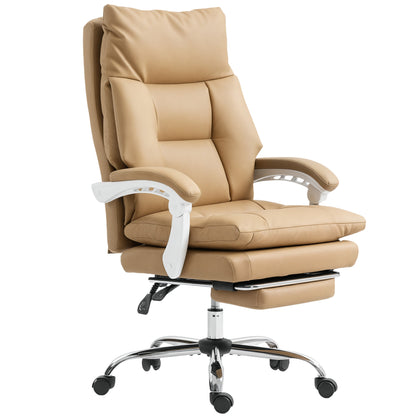 Bureaustoel – Ergonomische Stoel – Office Chair – Kantoorstoel – Computerstoel – Met Lendensteun – Opklapbare Armleuningen – Inclusief Voetensteun – Lichtbruin