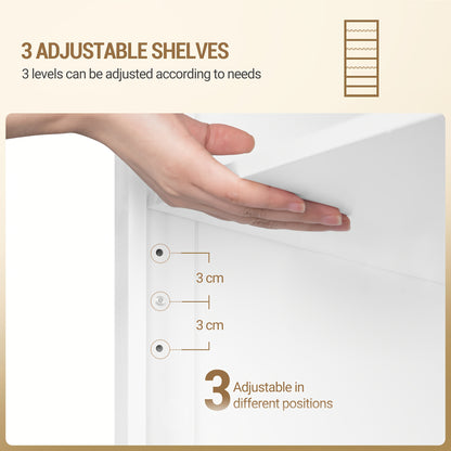 Modern White Freestanding Shoe Cabinet Compatible for 21-24 Pairs of ( Footwear) - Adjustable Shelves & Dividers, Space-Saving Narrow Design, Easy Assembly, Heavy-Duty Artificial Wood with Stable Base - Entryway, Living Room, - QUORE