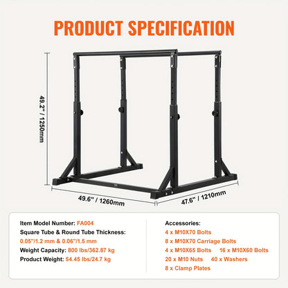 Dipstation – Dip Bars – Krachttoren – Power Tower – Parallettes – Verstelbare Hoogte – Stevig Q235A Stalen Krachtstation – 363 kg Draagvermogen