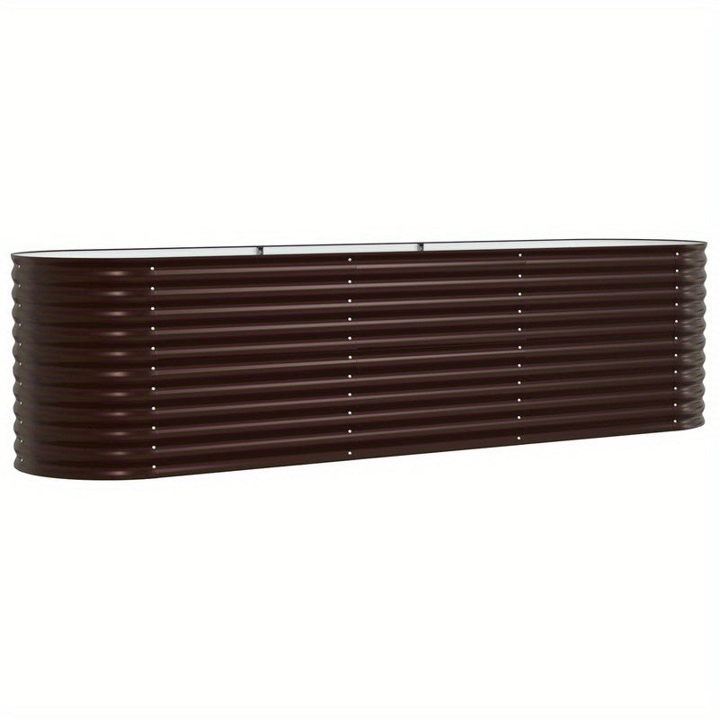 Elevated Brown Tuinbak – Verhoogde Plantenbak – Metaal Bloembak – Tuinbak Met Ventilatie – Marron Variant – Gegalvaniseerd Staal – Efficiënte Drainage & Stabiliteit – 320x80x81 cm