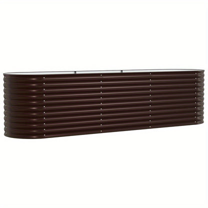Elevated Brown Tuinbak – Verhoogde Plantenbak – Metaal Bloembak – Tuinbak Met Ventilatie – Marron Variant – Gegalvaniseerd Staal – Efficiënte Drainage & Stabiliteit – 320x80x81 cm