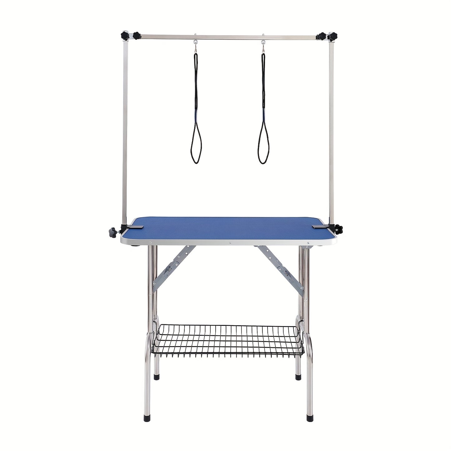 Opvouwbare Trimbank Honden – Trimmtafel – Grooming Tafel – Verzorgingstafel – Honden Tafel – Dubbele Verstelbare Armen – Robuust Metalen Frame – 116x46 cm – Opbergrek – Roestvrij Stalen Oppervlak