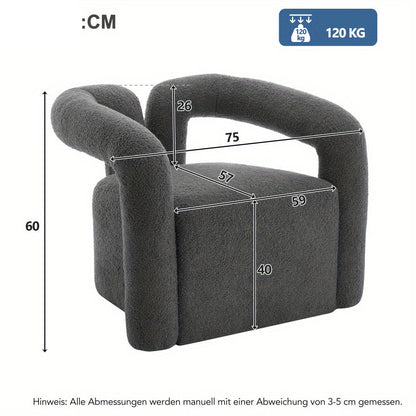 Leesstoel – Fauteuil – Relaxstoel – Loungefauteuil – Zetel – Sherpa Stof – Memory Foam Vulling – Breed Armleuningontwerp – Grijs