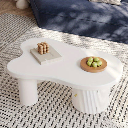 Salontafel – Salontafeltje – Koffietafel – Woonkamertafel – Bijzettafel – Modern Asymmetrisch – Met Opbergruimte – MDF Wit – Compact 100x60x37 cm