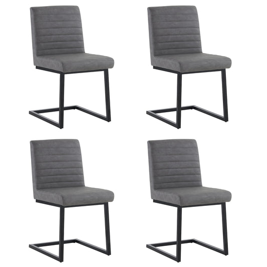Eetkamerstoel – Stoel – Kuipstoel – Loungestoel – Bureaustoel – Set van 4 – Kunstleren Bekleding – Zigzag Metalen Onderstel – Grijs