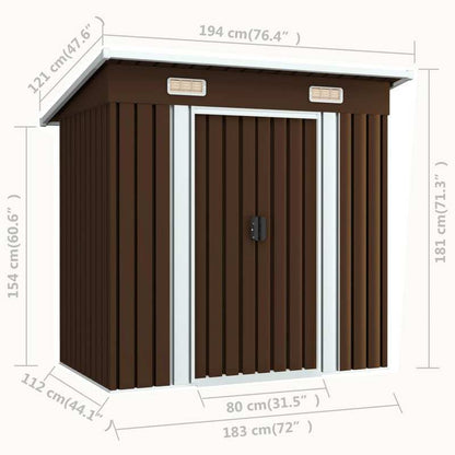 Tuinhuisje – Tuinschuur – Berging – Opberghok – Gereedschapsschuur – Gegalvaniseerd Staal – Koperkleurig Dak – Ventilatiegaten – 194x121x181 cm – Duurzaam – Roestbestendig