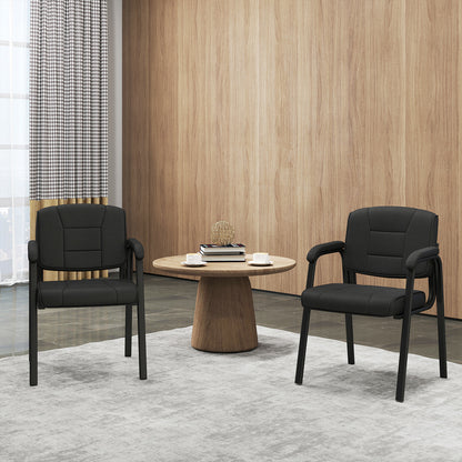 Set Van 2 Grote En Brede Gastenstoelen – Wachtkamerstoelen – Bureaustoelen – Lobby Stoelen – Vergaderstoelen – PU Leder Bekleding – Robuust Metaal Frame