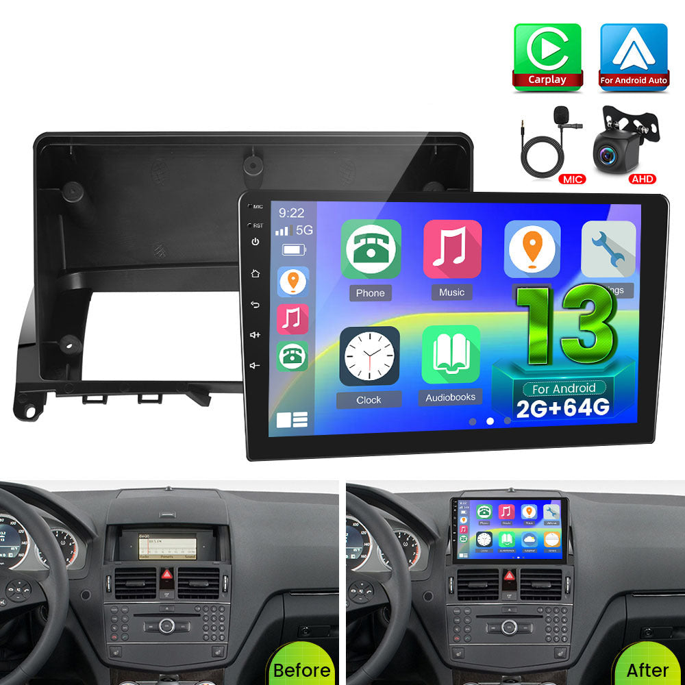 Android 13 Autoradio – Multimedia Systeem – In-Car Entertainment – Dashboard Unit – Car Stereo – 9 Inch Touchscreen – Draadloze CarPlay & Android Auto – Inclusief Achteruitrijcamera Met Microfoon - QUORE