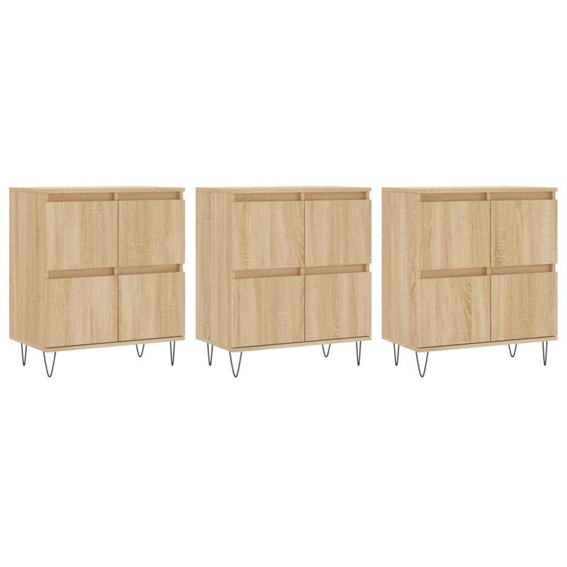Sideboards – Opbergmeubel – Dressoir – Kast – Ladekast – Bruin Sonoma Eiken – Hardhouten Constructie – Compact Minimalistisch Design
