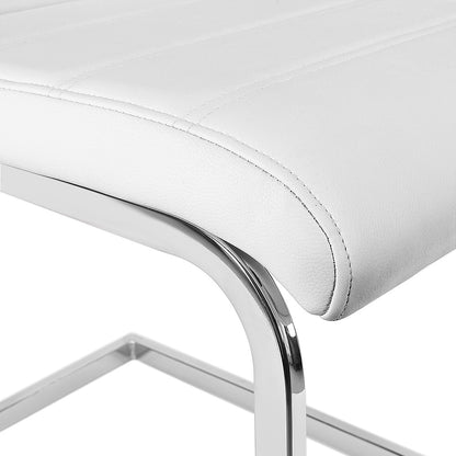 Eetkamerstoel – Stoel – Kuipstoel – Eettafelstoel – Zithoekstoel – Ergonomisch Ontwerp – Duurzaam Kunststof – Set Van 2 – Wit – Vierpanelen Rugleuning